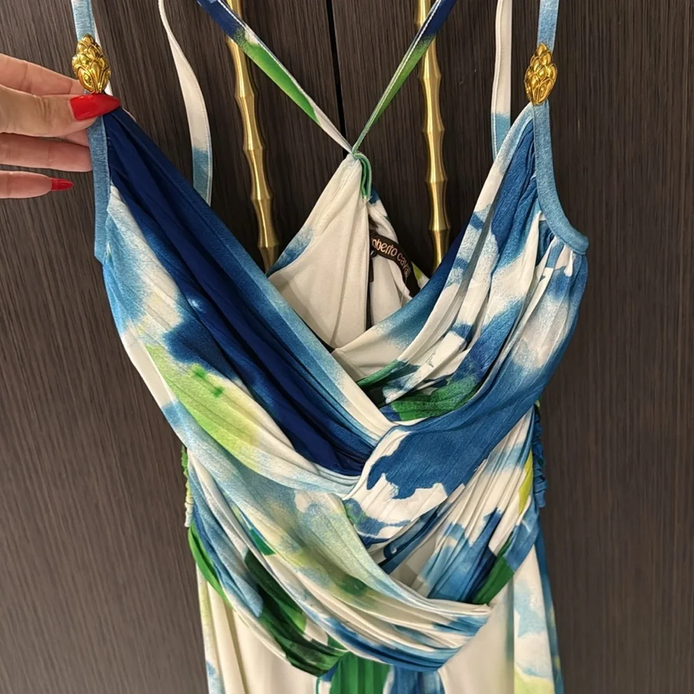 Roberto Cavalli Abstract Print Dress 💙💛💚🤍 - Picture 9 of 17